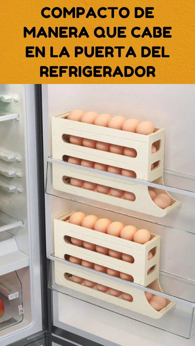 🍳 Organizador de Huevos con Sistema Automático de Rodamiento ¡  ✨🥚✨Adiós al Caos en tu Refrigerador! ✨🥚✨
