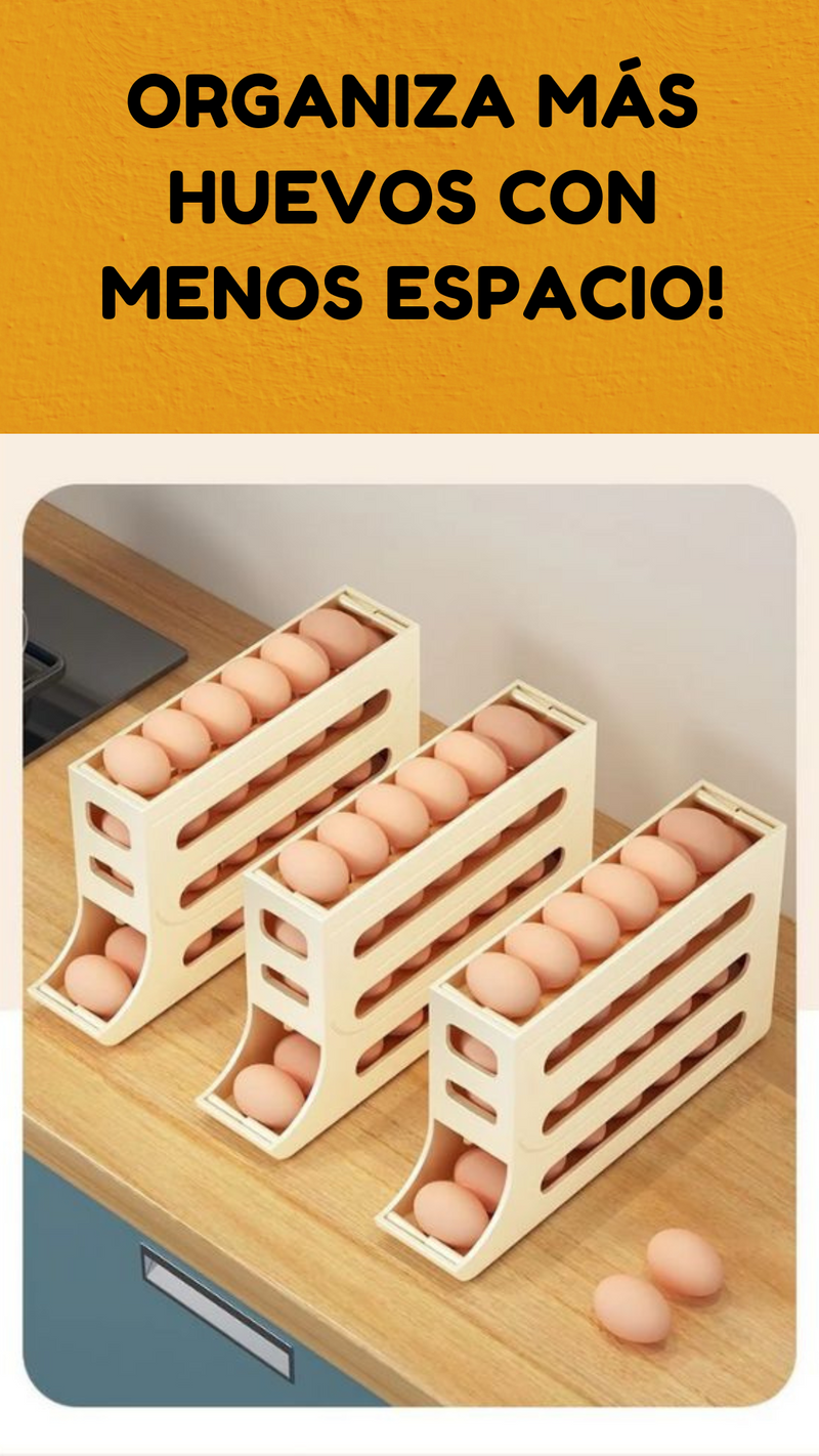🍳 Organizador de Huevos con Sistema Automático de Rodamiento ¡  ✨🥚✨Adiós al Caos en tu Refrigerador! ✨🥚✨