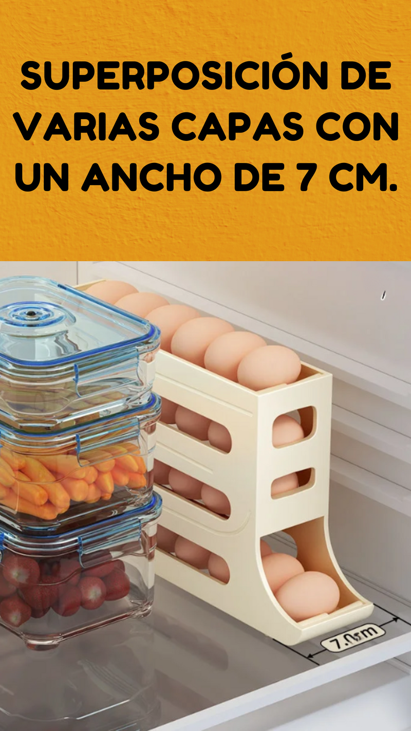 🍳 Organizador de Huevos con Sistema Automático de Rodamiento ¡  ✨🥚✨Adiós al Caos en tu Refrigerador! ✨🥚✨
